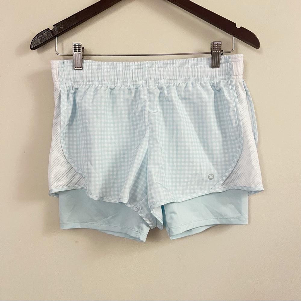 RBX Light Blue Plaid Running Shorts Size Small Lined Athletic